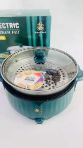 SKU142 - Nồi lẩu + hấp điện 2 tầng vân đá đa năng. Luộc nướng chiên chống dính