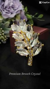 The Brooch Factory Set 2 in 1 [FREE BOX] Premium Brooch Crystal Leaf Pin Tudung Hijab CY3350