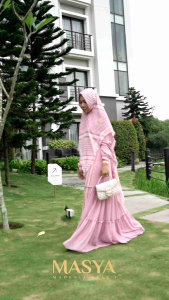 Set Gamis Dress Ceruty Babydoll Printing Premium Syari Branded Biru Muda - Hijau Mint - Ungu Lavender - Pink - Kuning - Blue - Blueberry - Pineapple - Raspberry Mewah Masya Syari Terbaru Macaron MADENIA SYARI By MASYA