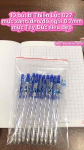 10 bút bi Thiên Lộc 027 mực XANH/ĐEN/ĐỎ ngòi bi Thụy Sĩ 0.7mm mực Tây Đức siêu đẹp