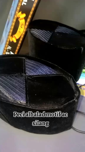 Peci Albalad songkok kopiah peci hitam motif ac silang