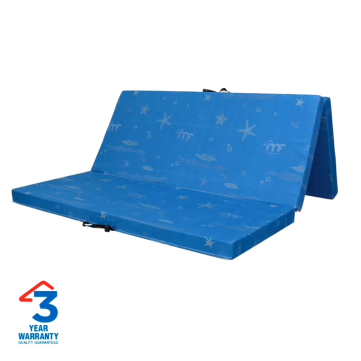 Mandaue Foam Mega Fold and Keep Mattress / Trifold Mattress / Foldable Mattress with Carrying Case 5 years warranty (Available in 2 inches Thickness and 3 inches thickness) ( Single, Semi Double, Full Double, Queen)