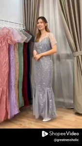 Dress Caroline Wanita: Bahan Brokat Import & Model Duyung