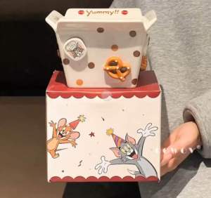 Thố Tô Đựng Đồ Ăn Vặt Bắp Gà Khoai Tây Hình Tom Jerry Bằng Sứ Cao Cấp - Thố Bát Đa Năng Đựng Đồ Dễ Thương [chính hãng]