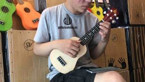 Đàn ukulele màu gỗ lưng đỏ - tặng 4 phụ kiện: bao dù sách học phím gảy dây 1 dự phòng - bảo hành 6 tháng