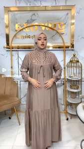 KAMSA Gamis Polos Variasi Bordir Bahan Katun Rayon Twill