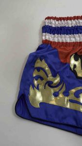Ram Lumpini Satin Muay Thai Fight Shorts Blue Red Large