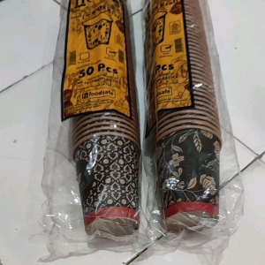 Nesto Paper Kraft Cup Motif 8oz Gelas Kopi Kertas Tahan Panas 50 Pcs Tanpa Tutup