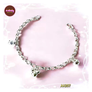 🌈AAbaby Galleries AA307 Original Baby Silver Anklet Bracelet Mickey米奇 Rantai Kaki/Tangan/Gelang Kaki Bayi/Kanak