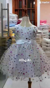 Váy Ngôi Sao bé gáiđầm công chúa sát nách đính nơ xinh xắn (16_28)) kg