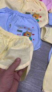 Combo 5 Bộ Quần Áo Cotton Cộc Tay cho bé sơ sinh nền màu Chất thun 100% Cotton | Bộ quần áo sơ sinh 0-9kg | có tách lẻ 3 bộ