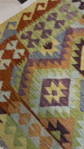 Authentic Turkish Kilim Rug – 250x350 cm | 100% Wool | Handmade & Hand-Knotted | Multicolor Geometric Design | Reversible & Fine Weave