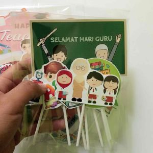Toper hari guru / SELAMAT HARI GURU HPPY TEACHER / Hiasan kue tusuk Decorasi kue murah
