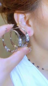 (Bebas beli 2 dapat bonus) H-Girl888 A71 COD Anting bulat warna sliver cakep titanium wanita original