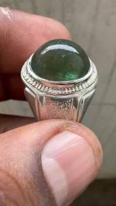 Natural Bluish Green Emerald Jamrud Cabochon Asli Batu Zamrud CT 8.20 Dim 14x10x8mm