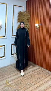 RAINAA SERIES ABAYA TURKEY GAMIS HITAM ELEGAN MEWAH BARU