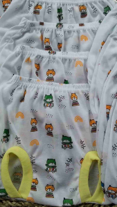 CELANA BAYI POP KACAMATA 12PCS / 1 LUSIN PUTIH FULL PRINT