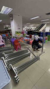 ราวตากผ้าเหล็ก สุง 1.40 x ยาว 1.20 เมตร แบบถอดประกอบได้ รุ่นไม่มีลูกยาง