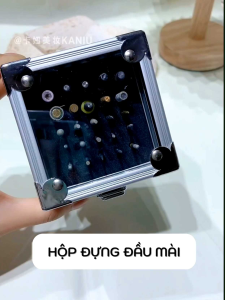 Hộp đựng đầu mài móng tay 25 lỗ chuyên dụng - Hộp đựng bằng nhôm chống bám bụi