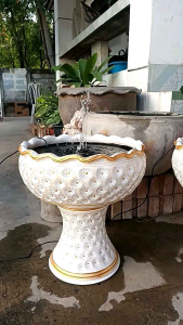 อ่างน้ำดินเผา 14นิ้ว พร้อมขาตั้ง อ่างบัว อ่างดินเผาขนาดใหญ่ อ่างดินเผาเลี้ยงปลา อ่างดินเผาปลูกบัว อ่างดินเผาเคลือบ กระถางต้นไม้