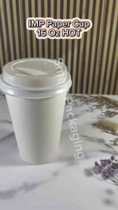 [ISI 50 PCS] IMP Paper Cup HOT 16 Oz / Gelas Kertas 480ml Sekali Pakai / Papercup Ukuran Besar Kopi Teh Panas