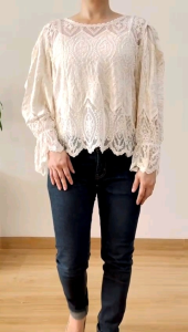 ●ECLAIRE● 003 Blouse Lengan Panjang Longsleeves Lace Embroidered Bordir Kasual Vintage Classy Korea Import 2905