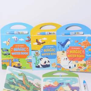 🎨 REUSABLE MAGIC WATER BOOK WITH STICKERS Kids Children Toddler Painting Water Montessori Activity Busy Quiet Gift Drawing Art