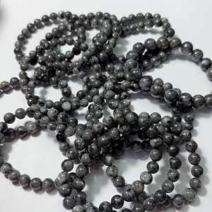 1423#天然黑闪光石(拉长石)水晶手链 Natural Dark Labradorite Crystal Bracelet (长寿 Long Life) 天然水晶手链 Natural Crystal Bracelet