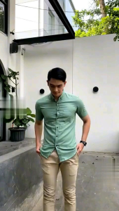Kemeja Pria Polos Lengan Pendek Warna Sagee