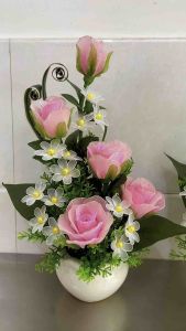 Chậu hoa voan- hoa hồng cao 40cm