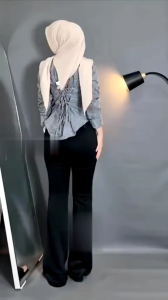 Blus Kemeja Wanita Slim Fit Tali Silang Bahan Semi Woll Premium / Atasan Wanita Kekinian / Kemeja Wanita Terbaru Kekinian