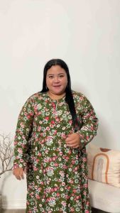 Gamis rayon jumbo LD 130 muat bb 100kg Gamis kasual bahan katun rayon premium motif bunga kekinian