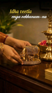 Pure Brass Kamdhenu Cow with Calf Idol | Small Size Kamadhenu Gau MATA Sculpture for Showpiece Temple Gifting | Hand Engraved Design with Everlasting Shine | Height: 2" Weight: 120 GMS