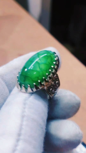 Akik Sisik Naga hijau alpaka chrome ring
