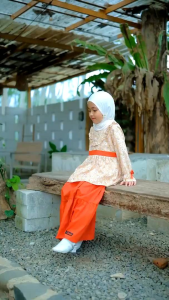 GAMIS ANAK PEREMPUAN TIARA SET BAHAN KATUN ADEM