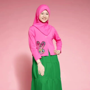Little Pineapple 832-2 || Setelan Dress Cardigan Anak Gamis Hijab Anak Usia 10-15 tahun