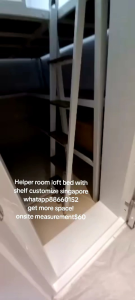 Loft bed with shelf customize singapore for helper room/kids room/study room/bomb shelter/store room/unity