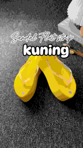 SANDAL FLAT STRIP POLOS KUNING HEELS 7CM