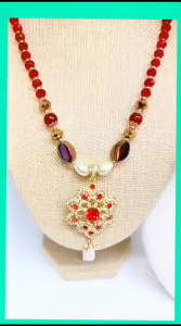 Maroon Crystal Jewelry with Locket and Earrings