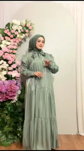 Gamis Ainun Terbaru Bahan Shimmer Armany Silk & Daleman Higet Super Mewah