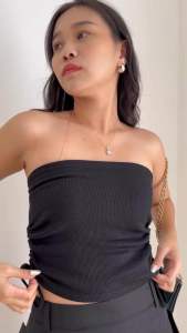 VILIA TUB - Atasan Kemben Wanita - Tube Top Knit - Kemben Rajut Tali Serut - Kemben Serut Samping