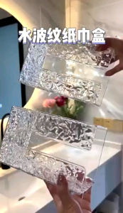 CHD662 轻奢冰川纸巾盒 (2pcs) Glacier Pattern Tissue Box Wall-mounted Facial Tissue Storage Box Toilet Bathroom Kitchen Upside-down Tissue Box