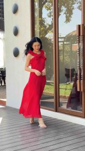 NOOZZSHOP 6411104 ชุดเดรสผ้าพลีทระบายใส่เอ็นชาย สองชั้น