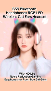 COD RLoop Bluetooth Headset Headphone Telinga Kucing Cute Cat Ear LED RGB - LX-B39A