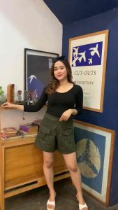 Hotpants Cargo Highwaist Celana Pendek Wanita Santai Katun Polos Low Waist Korean Style