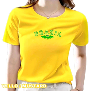 Blouse shirt with Brazil graphic design. Short sleeves round neck casual fit.