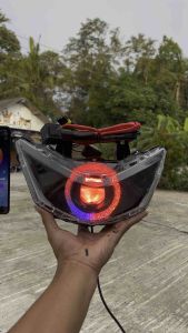 Lampu biled BEAT DELUXE 2020-2023 GEN 1 BILED MATRIX X1 RGB ring akrilik bebas ganti warna via aplikasi