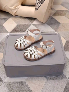 Dép rọ cho bé gái sz 23-34 da Pu siêu mềm họa tiết hoa thêu vintage Sandal bé gái 2-10 tuổi hàng Quảng Châu Cao Cấp