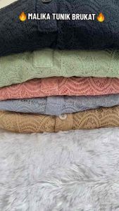 Atasan Wanita Malika Jumbo Tunik Bahan Brukat Malika Busui Friendly Allsize LD140 Fit To XXXL