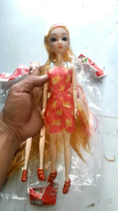 Búp bê 11 khớp mắt đá tóc dài cao 30cm bằng nhựa rất đẹp